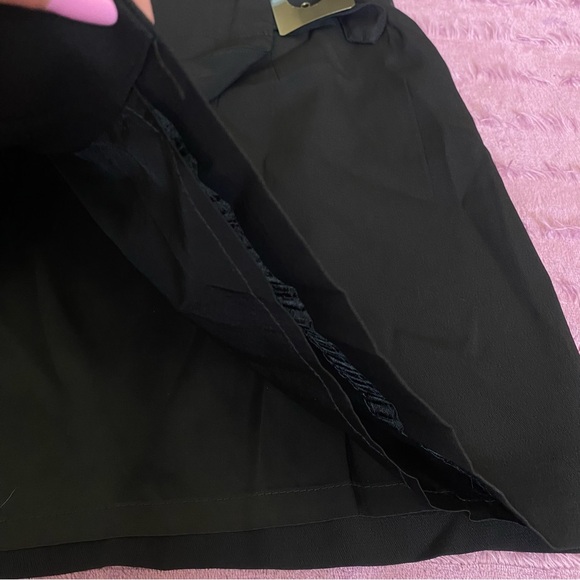 Vintage 90s Caché Wrap Square Buckle Mini Skirt in Black - Picture 10 of 13